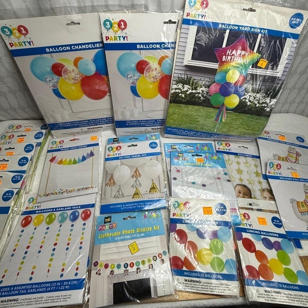 Party Balloons, Chandelier, Yard Sign Kit,â Photo Display, Garlands & More